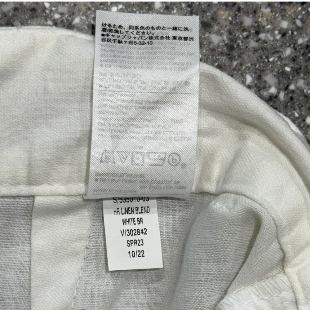 Banana‎ Republic Wide Leg Linen Blend Pants White High Rise Petite Preppy Luxury